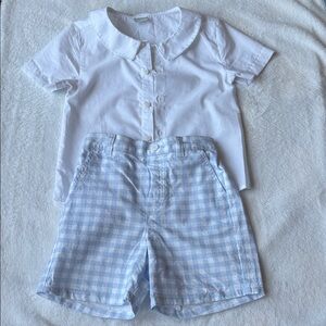 Light Blue Gingham Short Set